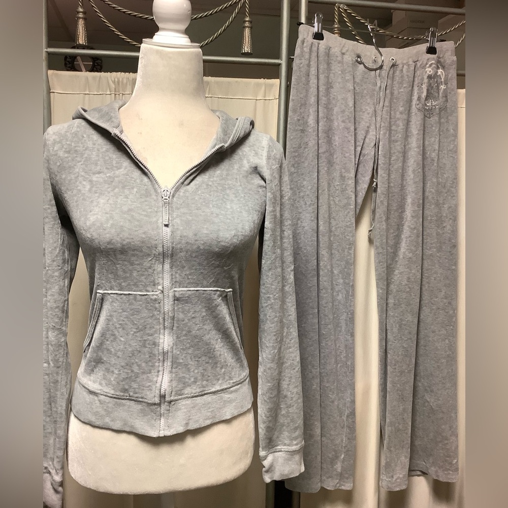 Y2K Juicy Couture Velour Pants 26 x 31 Zip Up Hoodie Tracksuit